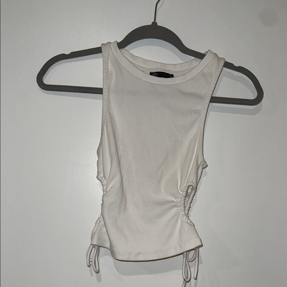 Zara white crop tie top